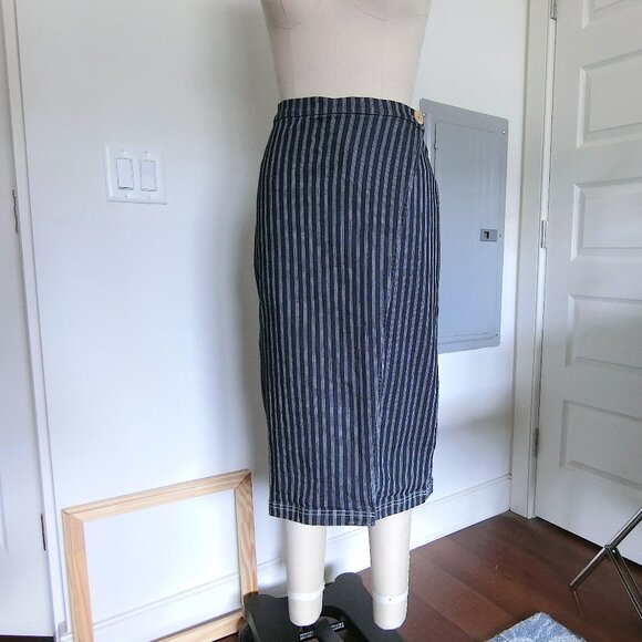 High-Rise Pinstripe Midi Skirt - Picture 1 of 4